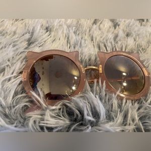 Pink Plastic Rose Gold Colored Cat Sunglasses